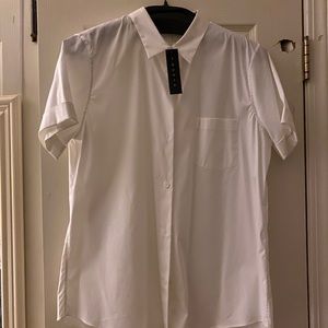 Theory “uniform” short sleeve white button down
